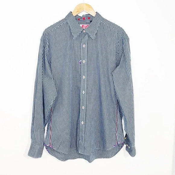 ROBERT GRAHAM Button Down Shirt Black & Gray Check Size XL EUC - Picture 2 of 8